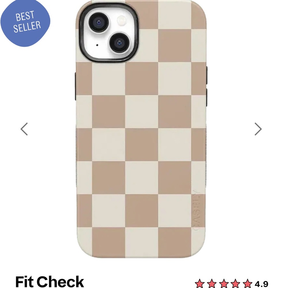 Casely Beige and Cream Checkered iPhone 13 Case + MagSafe Wallet